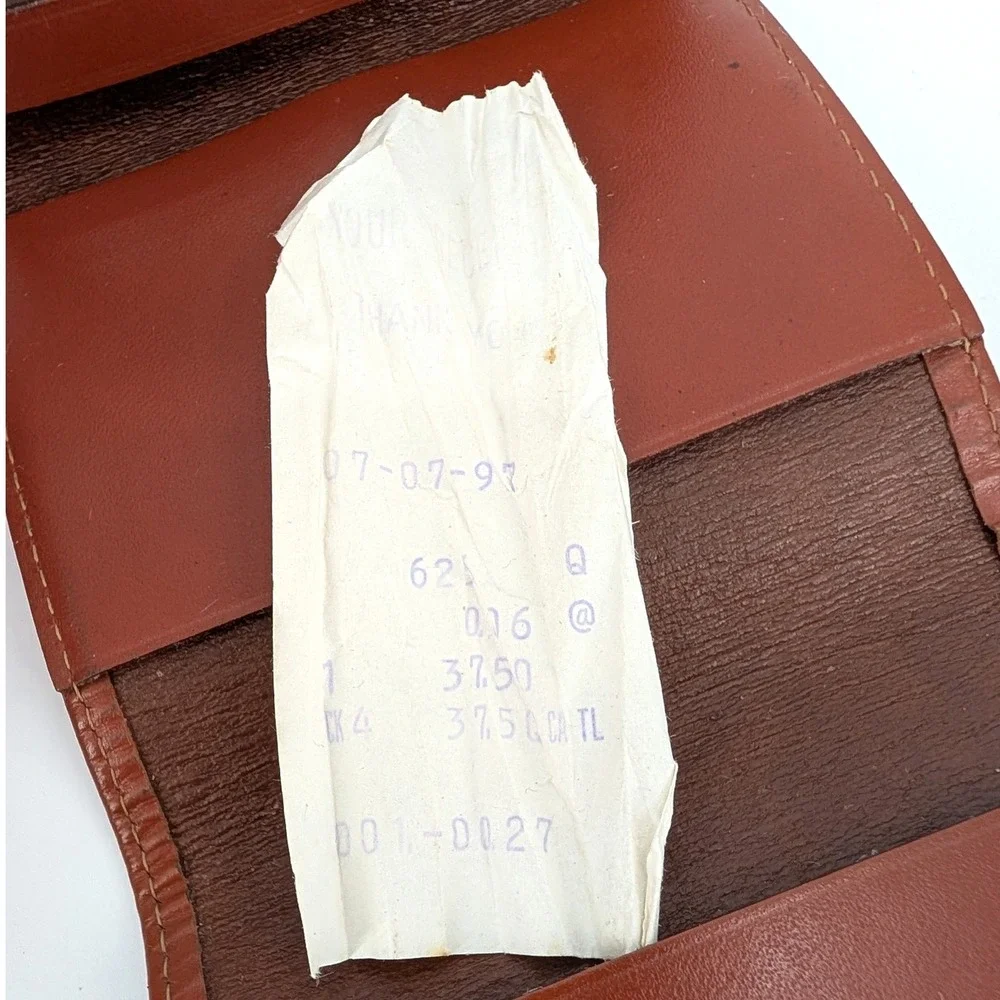 Fendi s.a.s. Vintage Pequin Stripe‎ Trifold Wallet Brown Leather Made in Italy